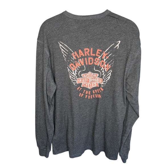 Harley-Davidson Charcoal Henley with Winged Logo size medium - Picture 2 of 4